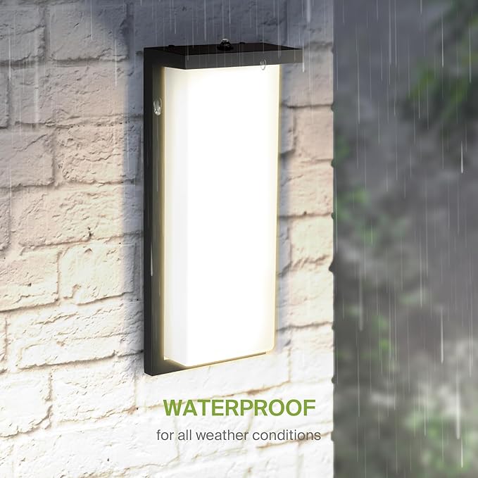 ASD LED 14" Outdoor Wall Light, Dusk to Dawn Front Door House Sconce | 3CCT, Photocell, Waterproof, ETL Listed | 20W 1900LM 3000-5000K 120V | Exterior Patio Lighting Fixture, Porch Lamp | Black