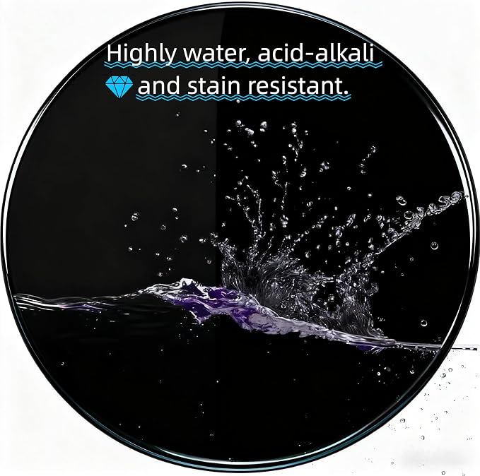 24 inch Round Glass Table Top - Black Tempered Glass Surface Protector - Safe 1/2" Thick Beveled Edge - Useful for Replacement,Dining Table, Patio, Coffee and End Table,Indoor & Outdoor