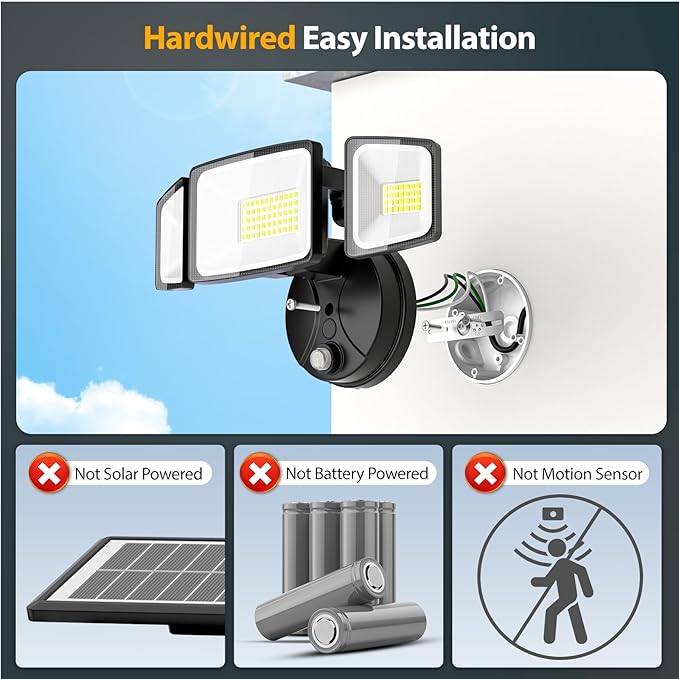 Onforu 80W Dusk to Dawn Outdoor Lighting,8000LM Black Flood Lights Outdoor,IP65 Waterproof Exterior Security LED Light,3 Adjustable Heads Photocell Light Fixture,6500K Floodlight for Garage,Patio,Yard