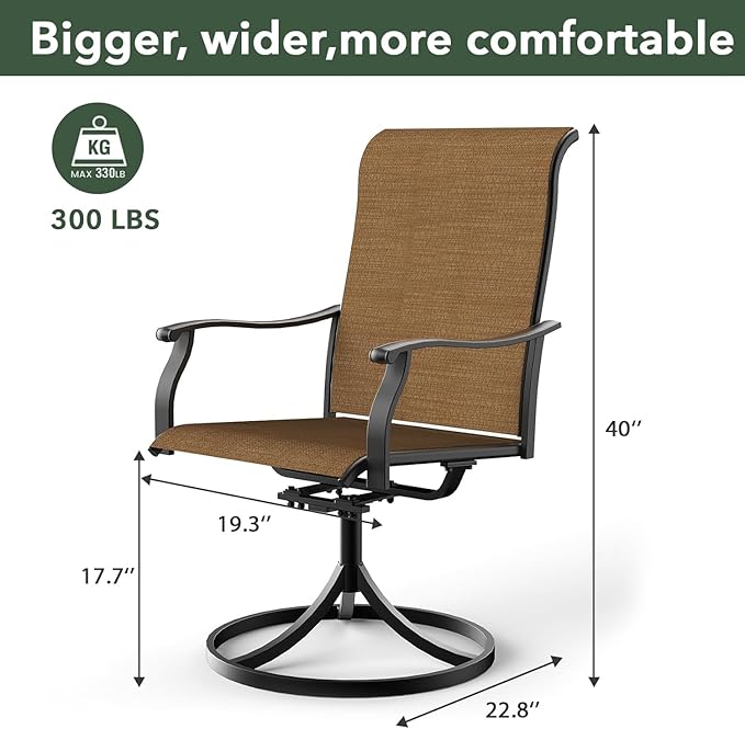 58"x 58"x 28" Patio Table and Chairs Set,6-Pieces Outdoor Swivel Dinging Chairs,Black Round Metal Table with Umbrella Hole,Outside Furniture Set for Patio,Deck,Porch,Backyard