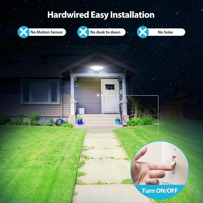 Olafus 80W Flood Lights Outdoor, Switch Controlled 8000LM LED Security Lights, IP65 Waterproof Outside Floodlights, 6500K Exterior Flood Light Fixture Wired for House Yard Porch Eave Brown