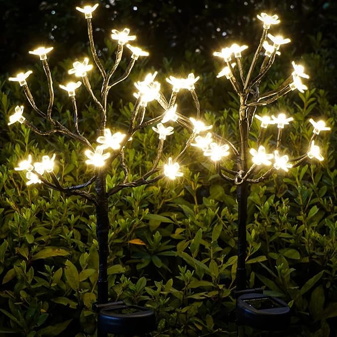 Solar Garden Lights Garden Decor, Solar Flowers Outdoor Decorative,2Pack 40LED Fairy Solar Lights Outdoor Waterproof Outside Yard,Patio,Pathway Decorations,Gardening Gifts for Women Mom