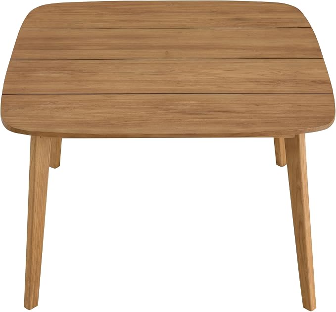 Modway Vienna Outdoor Patio Teak Wood 46 Inch Square Dining Table in Natural – Weather-Resistant Breakfast Table with Rounded Corners – Bistro Table for 4 People – Small Outdoor Dining Table