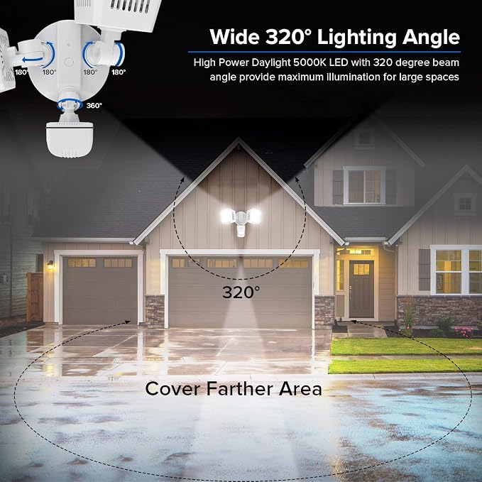 SANSI 36W 3600LM LED Motion Sensor Outdoor Light, IP65 5000K (White) | 4 Modes Motion Lights for Outside, 350W Equiv LED Flood Lights Outdoor Security Lights for Backyard, Garage, Yard, Porch