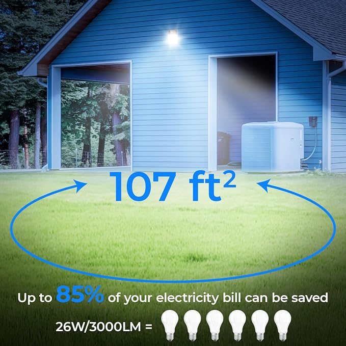 CINOTON 26W LED Wall Pack Light with Dusk to Dawn Sensor, 3CCT Black 2Pack | 100-277Vac, 26W/18W/13W Switchable, 3CCT Wall Lights, IP65 Waterproof, Outdoor Security Flood Lighting for Garage, Backyard