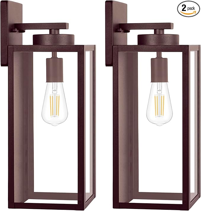 BesLowe 15’’ Large Outdoor Wall Lights, Porch Lights Oil-Rubbed Bronze | Waterproof Metal Construction, Rust-resistant, Quick & Easy Installation, Clear Glass Shades & Standard E26 Socket