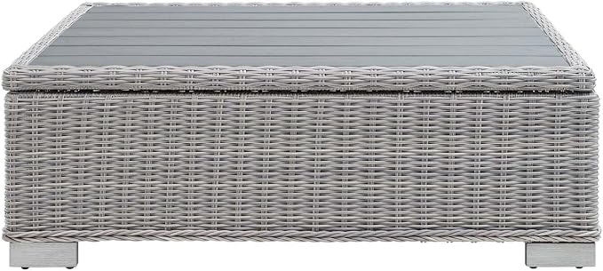 Modway EEI-3982-LGR Conway Outdoor Patio Wicker Rattan Coffee Table, Light Gray, 15" x 45" x 31"