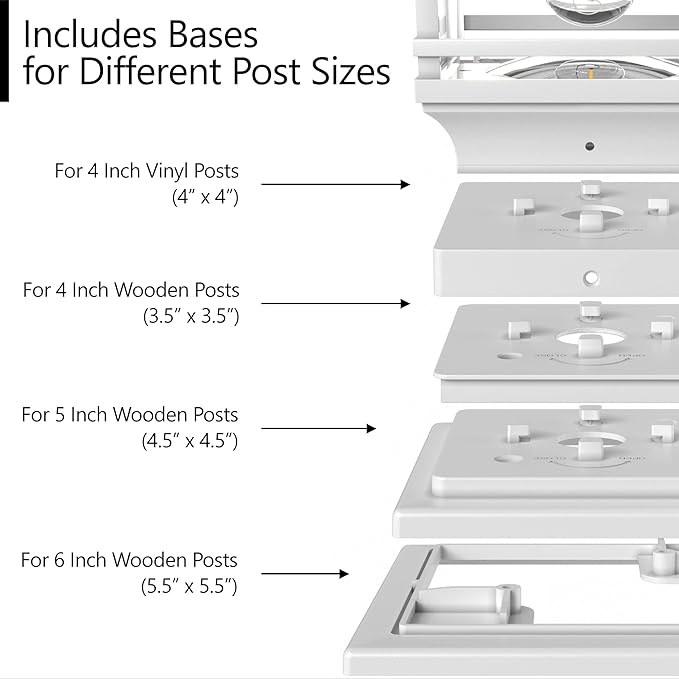 Edison Solar Outdoor Post Cap Lights - 4x4 5x5 6x6 - Bright LED Light for Fence Deck Garden or Patio Posts - Pearl White (2 Pack) | Pearl White, fence/deck/garden/patio posts, diecast aluminum & glass, bright 30lm warm white LED, auto-on, 8h, cordless,...