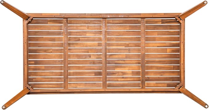 Christopher Knight Home Linda Patio Acacia Wood Dining Table Set for 4, Outdoor Rectangular Dinner Table and Chairs Set with Slatted Panel Design, Outdoor Furniture Set for Garden, Natural