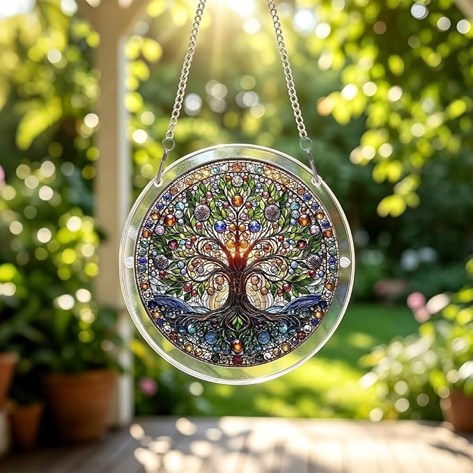 Acrylic Puzzle Suncatcher, Jigsaw Puzzle Sun Catcher, 7.87 in | Tree of Life Acrylic Jigsaw Puzzle, Suncatcher Puzzles Kit Home Garden Decor, Mothers Day Birthday Gifts for Mom, Adults