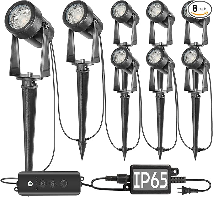 SUNTHIN Outdoor Landscape Lighting with Dusk to Dawn Sensor Controller, 8 Pack