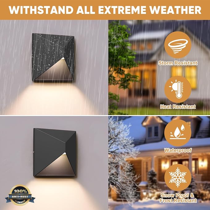 Outdoor Light Fixture Wall Mount with 3 Lighting Modes, LED Exterior lighting fixtures for Outside, Modern Front Porch Lights, Waterproof Black Wall Sconce for House, Patio, Garage, Doorway, Entryway