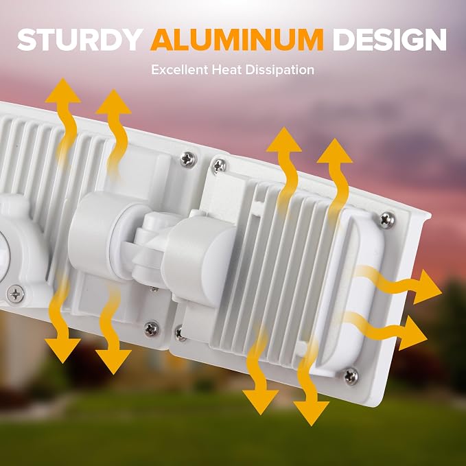 LUTEC 75W 8000 Lumen Floods Light Outdoor, Switch Controlled LED Security Lights with 3 Adjustable Heads, 5000K Daylight, IP65 Waterproof Exterior Flood Light for Garage, Yard, Patio (White) - 2 Pack