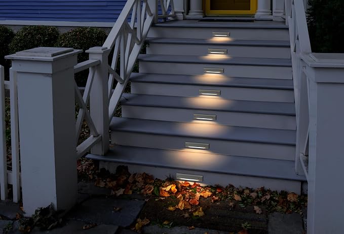 6-Pack Low Voltage 12V AC/DC LED Linear Step Lights, 2W Landscape Lighting, Outdoor Waterproof Accent Lighting Fixtures, Die-cast Aluminum with Classic White Powder Coated Finish