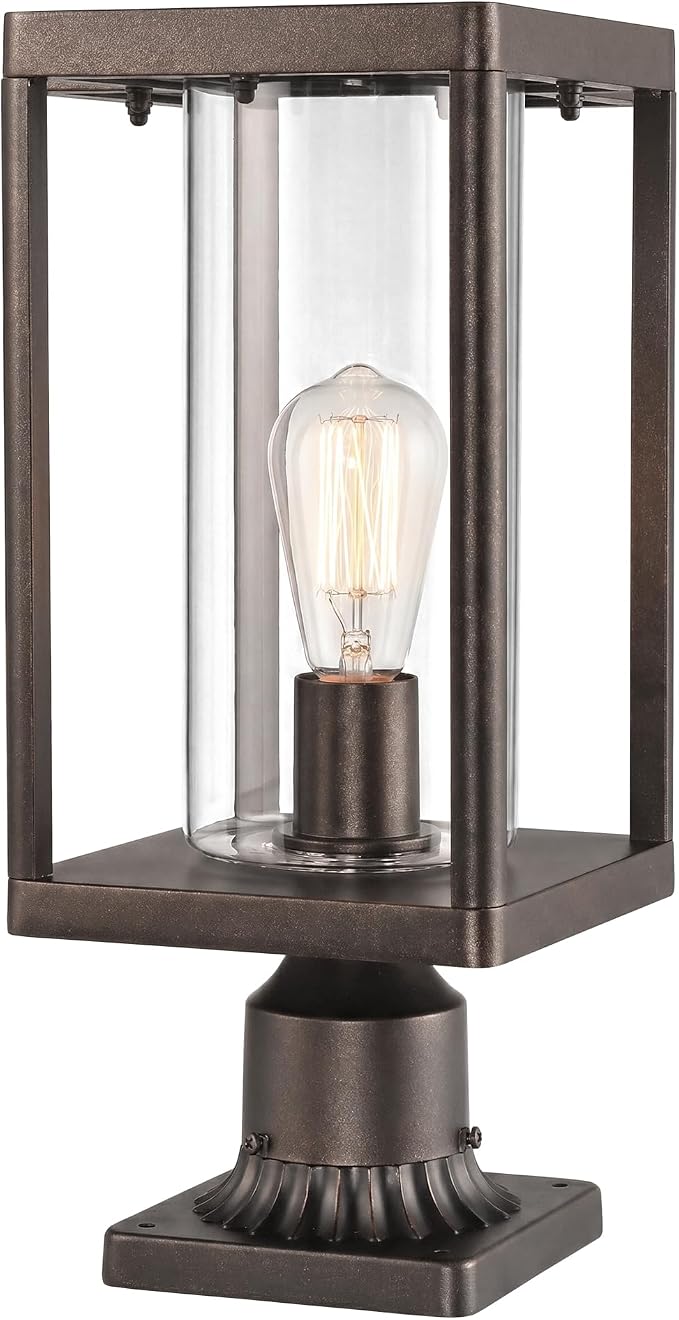 Beionxii Outdoor Post Lights, 20In Post Lantern with Pier Mount Base,Bronze | Aluminum Exterior Lamp Post Light Fixture with Glass, Waterproof Fence Post Deck Lighting for Garden, Patio, BXA291-P-1PK-ORB
