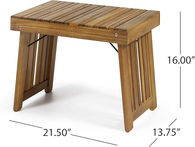 Christopher Knight Home Hilton Outdoor Acacia Wood Folding Side Table, Teak Finish