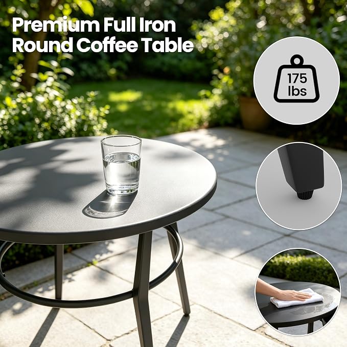 Aluminum Outdoor Patio Furniture Set,5 Seats Patio Conversation Sets with 2 Round Coffee Tables,Metal Patio Sectional Furniture Set with 5.1" Thickened Cushions,Grey