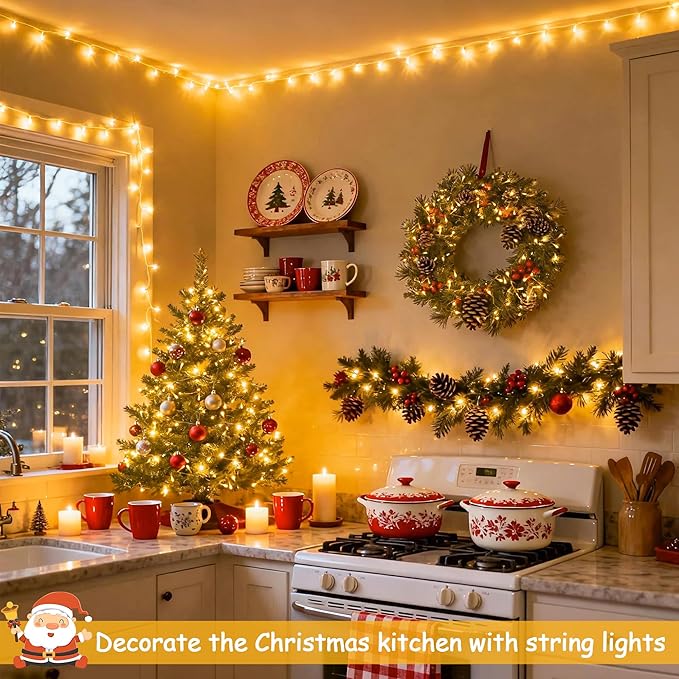 JMEXSUSS 163ft 500 LED Warm White Christmas Lights Indoor Outdoor | 8 Modes Clear Wire Plug-in String Lights Bedroom, 8 Modes Remote Control Christmas Tree Light for Bedroom Tree Classroom