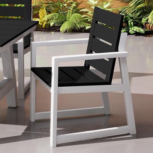 Costaelm Stinson HDPE Plastic Outdoor Patio Dining Arm Chair, Gray