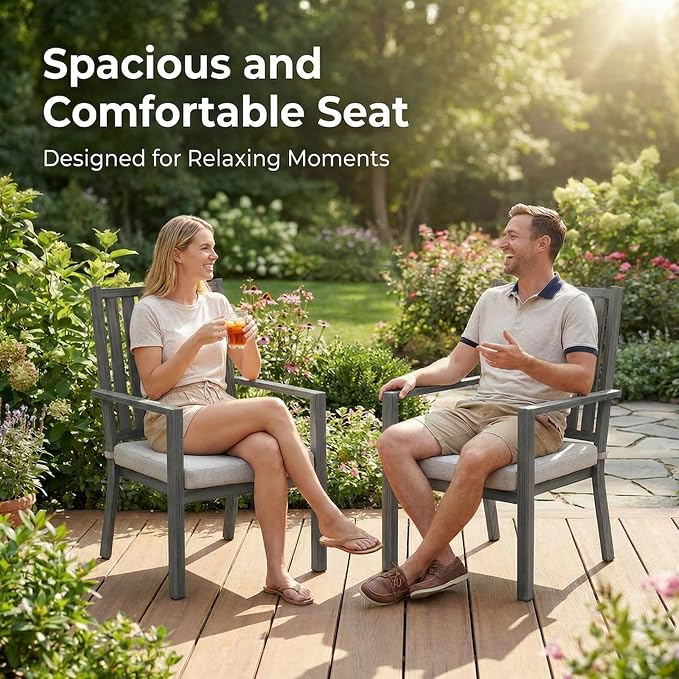 RoyalCraft Aluminum Outdoor Patio Chairs Set of 4, Outdoor Chairs with Waterproof Cushions, Outdoor Dining Chairs with Armrests, Metal Patio Furniture Set for Porch, Balcony, Deck, Backyard, Grey