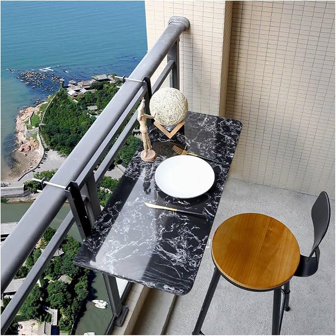 Adjustable Hanging Balcony Bar Railing Shelf – Foldable Patio Table for Gardens, Terraces & Promenades – 3 Heights, Space-Saving Design (L120*W35cm / L47.2*W13.8in)