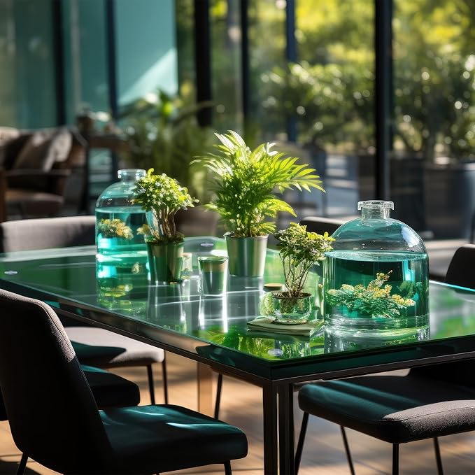 Landical 24" x 48" Rectangle Clear Tempered Glass Table Top 1/2" Thick Eased Corners Clear Tempered Top Patio Table Replacement with 10 Anti Slip Pads for Kitchen Coffee Dining Table