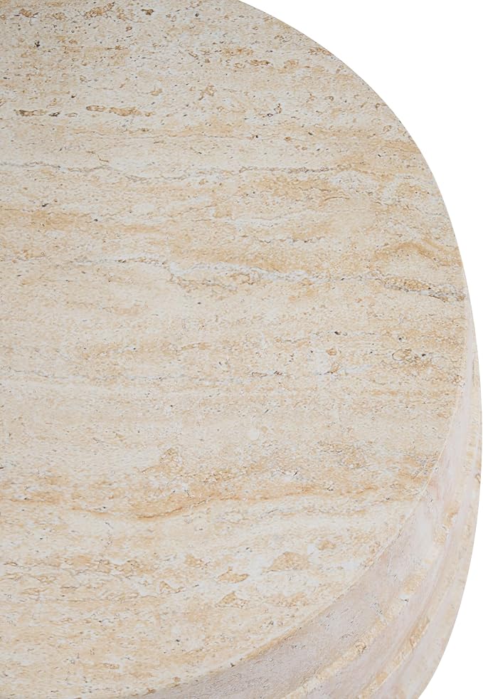 Christopher Knight Home Yayce 18.31" H Indoor Outdoor Accent Side Table, Patio Decorative End Table, Cylindrical Lightweight Concrete Garden Stool for Patio Balcony & Garden Decor, Light Beige