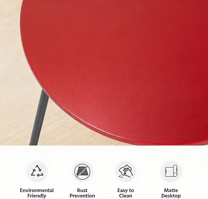 LAUSAINT HOME 18" Outdoor Side Table, 1 Pack Small Round Patio Table with Adjustable Footpads, Powder Coated Steel Coffee Table for Patio, Balcony, Porch and Garden