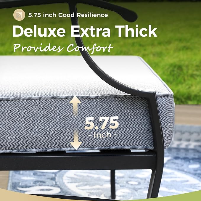 MIXPATIO Patio Furniture Set with Firepit Table, 4 Pcs Metal Outdoor Conversation Set, 2 Swivel Chairs and 3 Seater Sofa with 5.75" Extra Thick Cushion and Gas Fire Pit Table for Backyard Deck, Grey