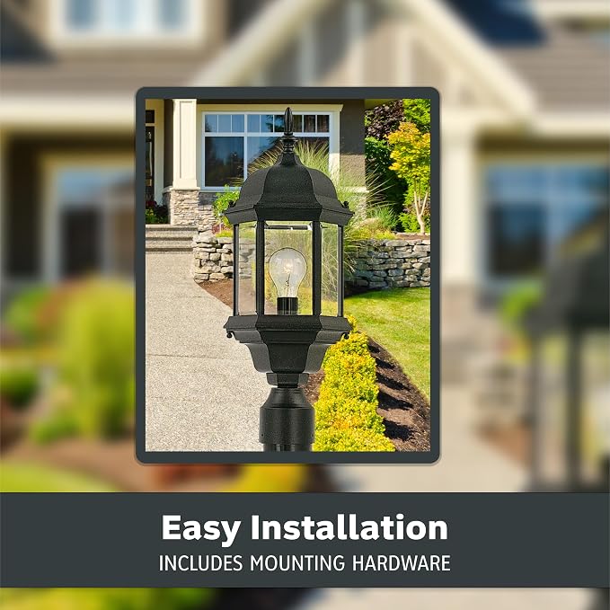 DESIGNERS FOUNTAIN 2976-BK Devonshire Outdoor Post Lanterns, 20 inch, Black