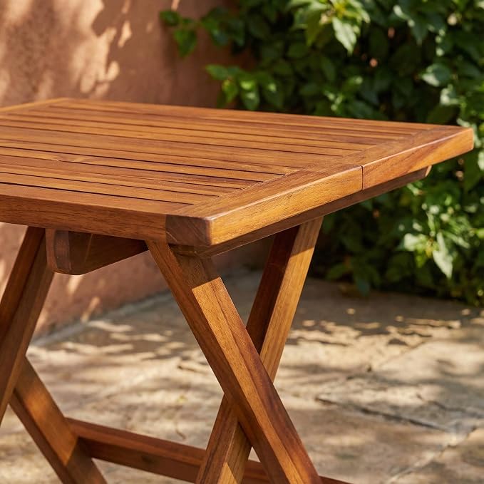 Bare Decor Ravinia Folding Teak Small Table, Oiled Finish Brown