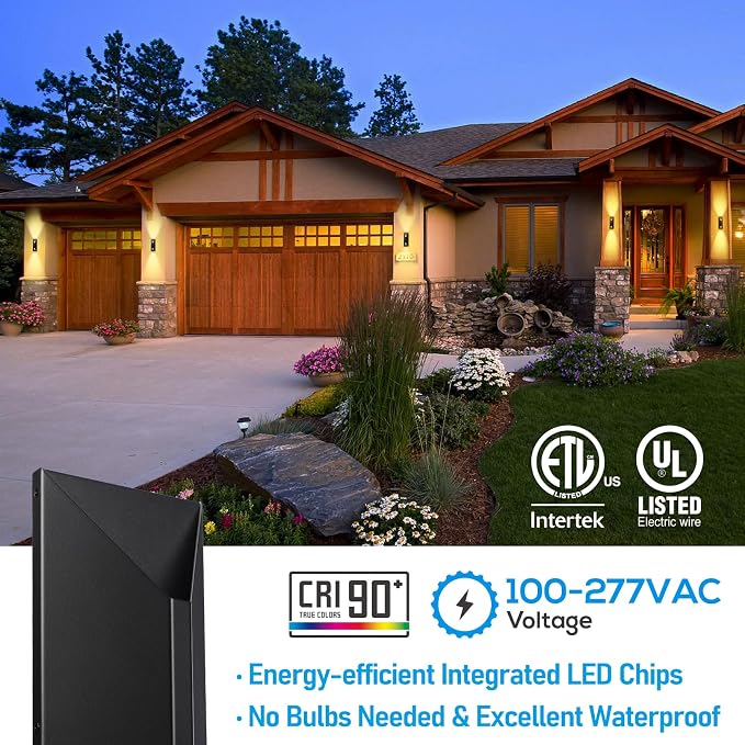 LEONLITE 2-Pack Dimmable LED Up Down Wall Light, 100-277V, CRI 90+, 5CCT | 10%-100% Dimmable, IP65 Waterproof, 14 Inch Modern Porch Light, for Commercial Outdoor, Exterior Wall Sconce