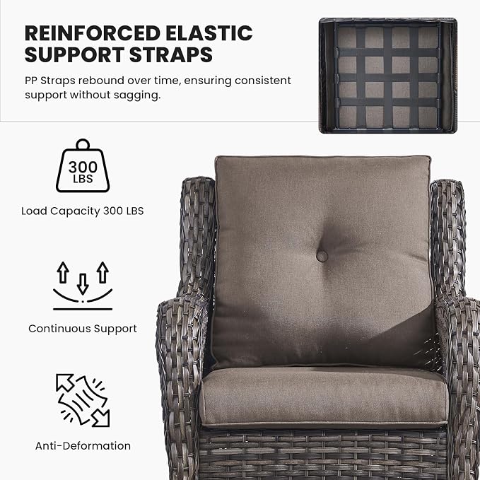 Belord Wicker Furniture 4 Pieces Outdoor Patio Furniture Set Patio Loveseat Sofa Set with Wicker Chairs and Coffee Table, Paito Conversation Set for Porch Garden Deck Balcony Poolside