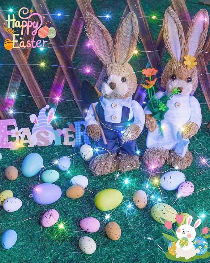 4 Pack 60 LED Fairy Lights Battery Operated with Timer, 20 FT Easter Lights | Cuttable Copper Wire, Waterproof Pastel Battery String Lights for Indoor Outdoor, Bedroom, DIY, Spring Easter Decorations