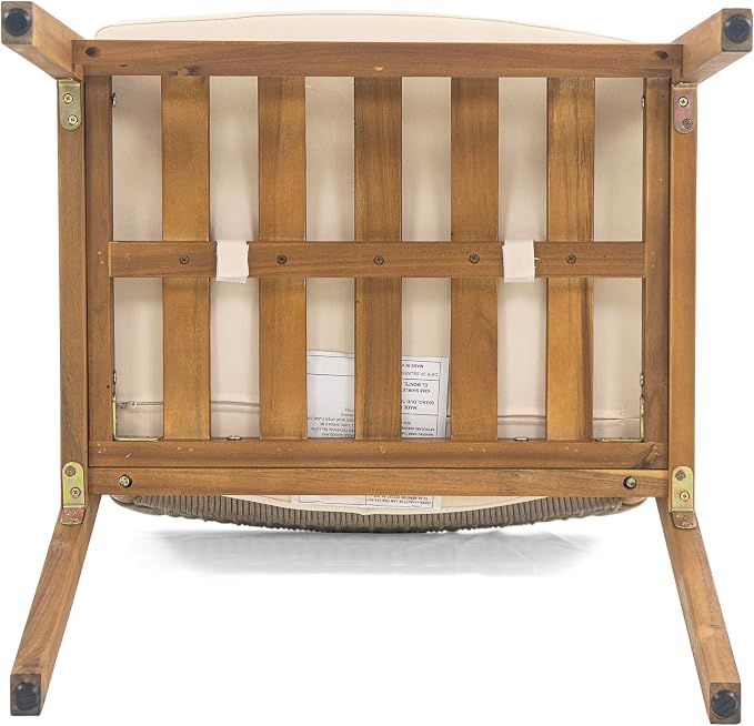 Christopher Knight Home Terry Acacia Wood Patio Dining Set for 6, Solid Wood Outdoor Dining Table Set for 6, 7 Piece Outdoor Dining Set with Rectangular Table and Woven Rope Accents, Teak+Beige+Grey