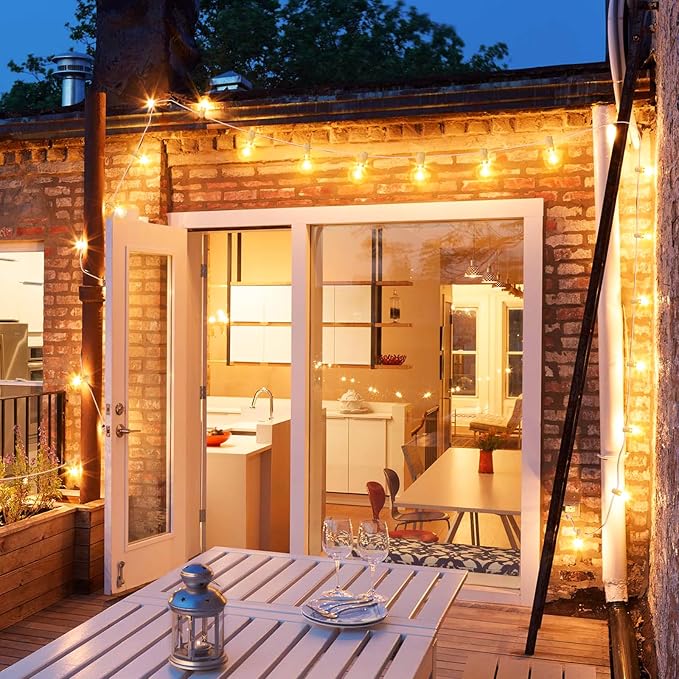 100Ft LED Outdoor String Lights, Dimmable Waterproof G40 Globe Patio Lights with 50+3 2700K Shatterproof Bulbs for Cafe Bistro-White Cord