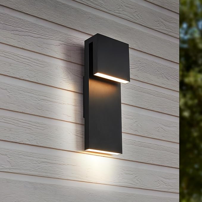 Tarentlight Modern Porch Lights with 2 Pack,Outdoor Indoor Integrated LED Wall Lights,2-Light Total 17W,3000K, Textured Black Finish,Outside Lights Waterproof for House Front Door Patio Garage