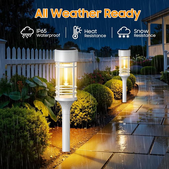 LETMY 12 Pack Solar Pathway Lights Outdoor, Bright Solar Lights Outdoor Waterproof IP65, Solar Garden Lights Outdoor for Yard Walkway Driveway Landscape Garden Decor （White）