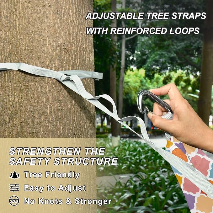 Camping Hammock Outdoor Hammocks for Outside Trellis Geometric Lattice Colorful Beach Trees Portable Lightweight with Pockets Tree Straps Indoor