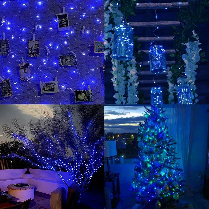 66FT 200 LED Fairy Lights Plug in, 8 Modes Twinkle Lights Blue | Waterproof String Lights Outdoor Indoor, Memory, Timer, Copper Wire, Christmas Lights for Bedroom Garden Party Holiday Decor