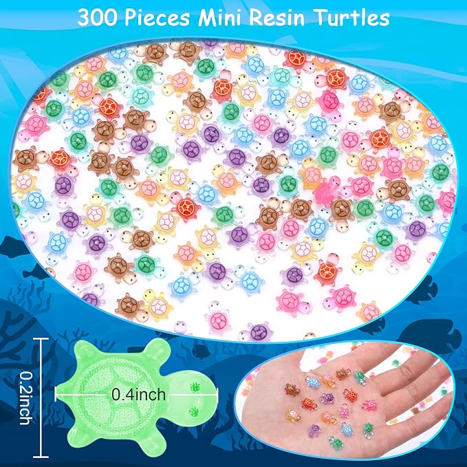 300 Pcs Glow in the Dark Mini Resin Turtles Tiny Luminous Sea Turtle Figures Small Ocean Animals for Fairy Garden Micro Landscaping Dollhouse Home Decor Crafts