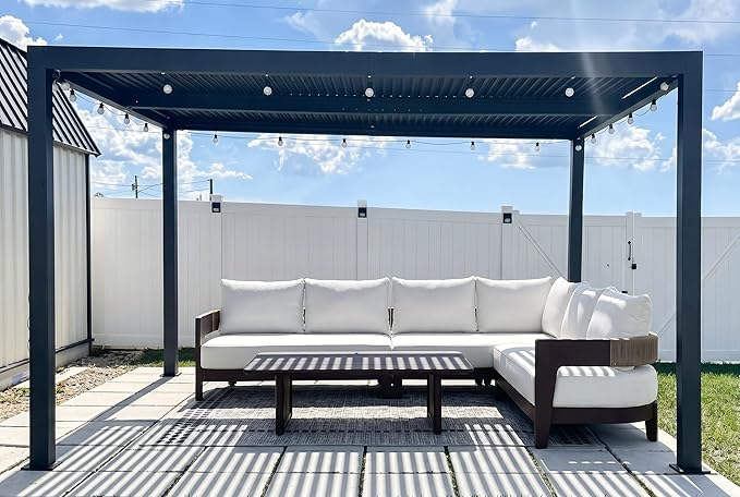 PURPLE LEAF 7 Pieces Patio Furniture Set L-Shaped with Table and Loveseats Aluminum Sectional Sofa 7.87" Thick Removable Cushions & Pillows Outdoor Conversation Sets for Porch Yard Garden