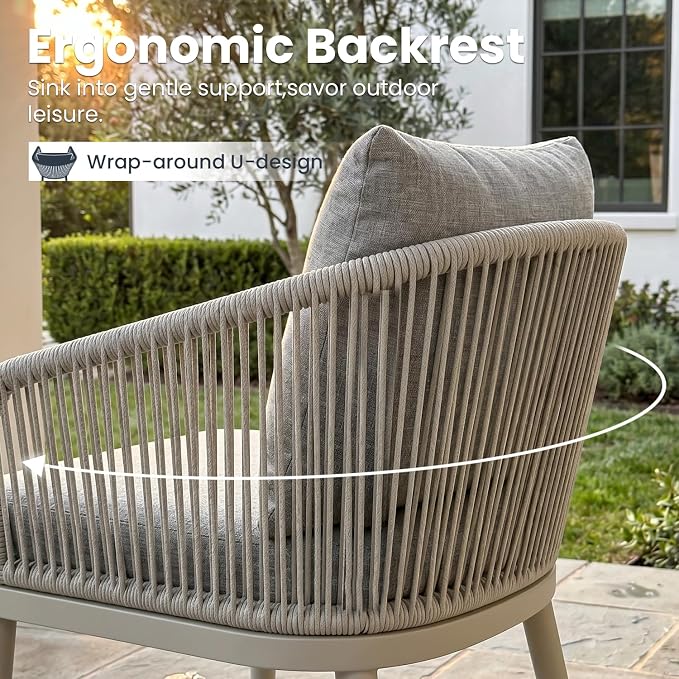 9-Piece Patio Dining Table Sets, Woven Wicker Dining Set with Rectangular Aluminum Table and Dining Chairs Modern Outdoor Dining Furniture Set for Outdoors and Indoors