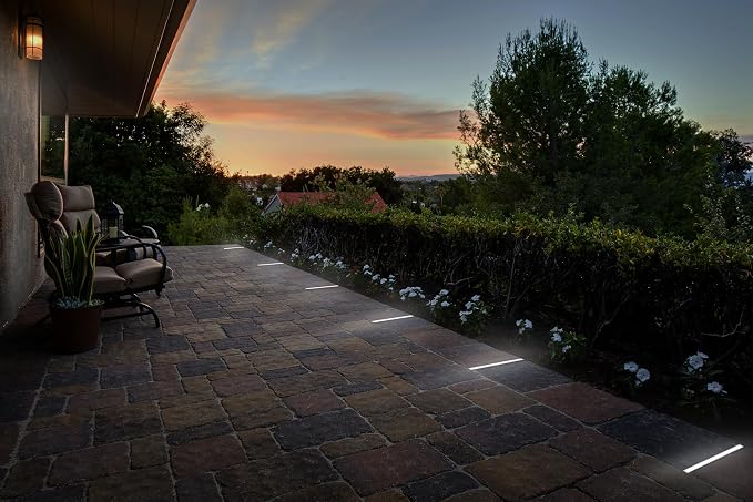 LUMENGY Paver Light Slim 0.5x9 Inch (0.55x8.85), 5000K Daylight, Glare-Free Linear Lighting for Driveways, Walkways and Paver Borders, 12V Hardwired, IP67 Waterproof, Drive-Over Rated