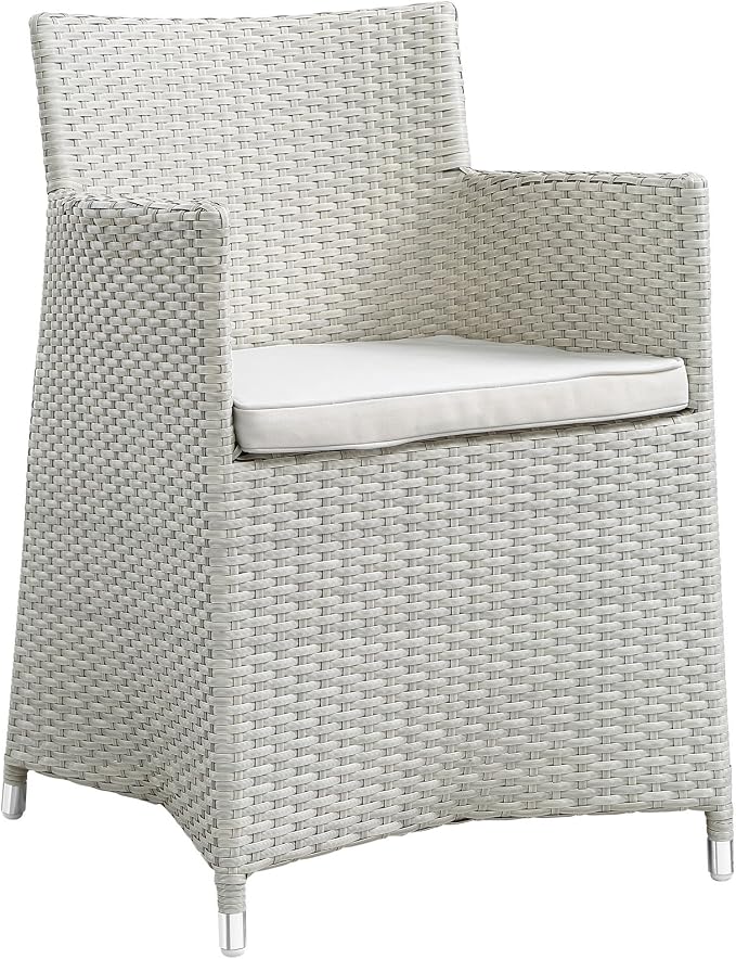 Modway EEI-1760-GRY-WHI-SET Junction Wicker Rattan Outdoor Patio 5-Piece Dining Set, Gray White