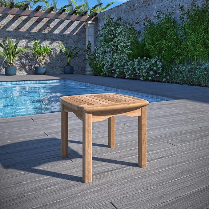 Amazonia Lincoln 1-Piece Outdoor Square Side Table | Teak Wood | Ideal for Patio and Indoors, 19.5" x 19.5"