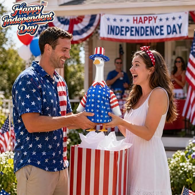 4th of July Goose Outfit with American Flag Patriotic Porch Goose Costume