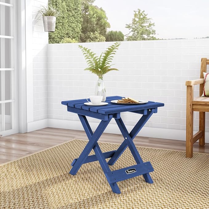 FUNBERRY Outdoor Folding Adirondack Side Table, Patio End Table | No Assembly, Portable, HDPE All Weather, No Rot, No Rust, No Crack, Save Space, Easy-Clean for Indoor or Outdoor