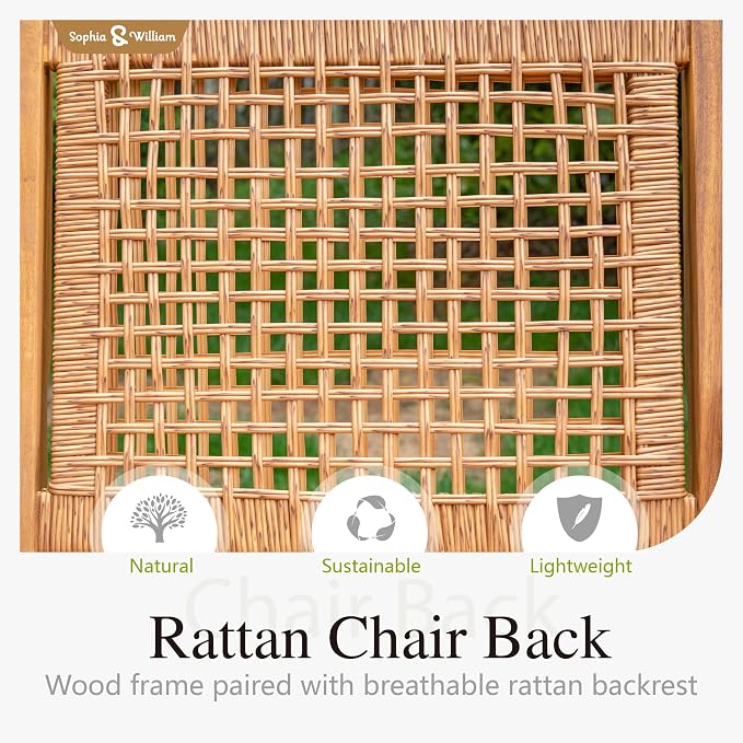 Sophia & William 2-Piece Patio Dining Set, Rattan, Chairs, Dark Brown | Rattan, Wicker, Wood, Weather resistant, Breathable fabric