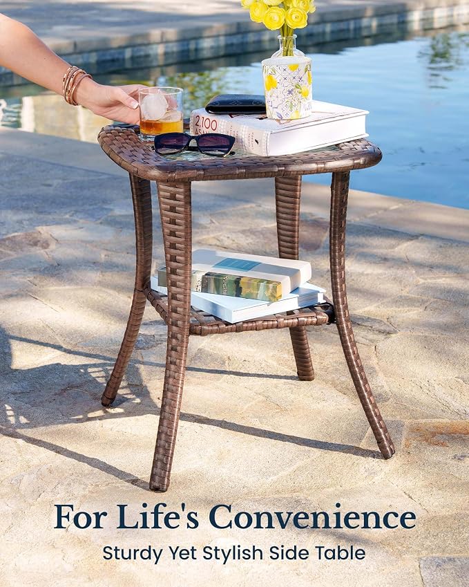 HILLGA 11-Piece Luxury Patio Furniture Set with 6" Thick Cushions, Weather-Resistant Wicker High Back Swivel Rocker Chairs, Senior-Friendly Outdoor Sofa Set for Large Deck, Yard and Poolside,Beige(V2)